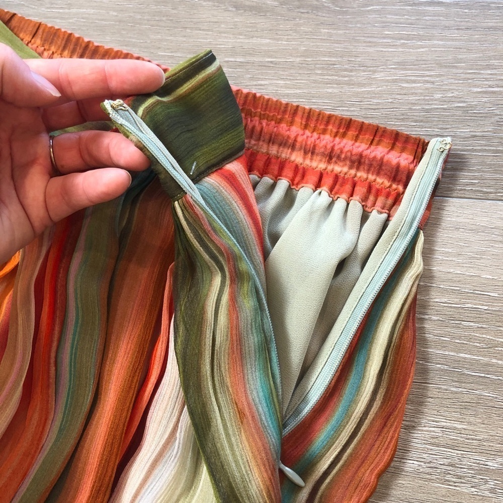 Ramy Brook Lanette Silk Chiffon Maxi Skirt Mint Stripe Womens Size Small - Picture 11 of 12
